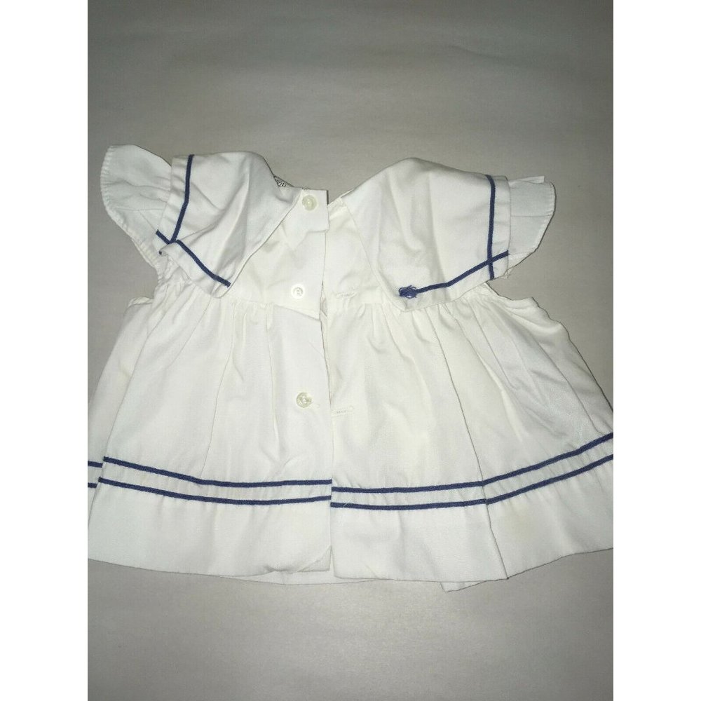 Vintage Baby SunDress0-6 Months - White Sailor Style White BlueRed - Picture 2 of 3